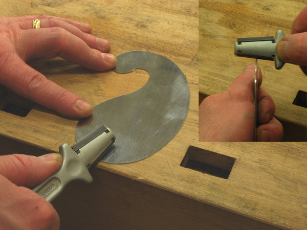Using a carbide burnisher to prepare a cabinet scraper